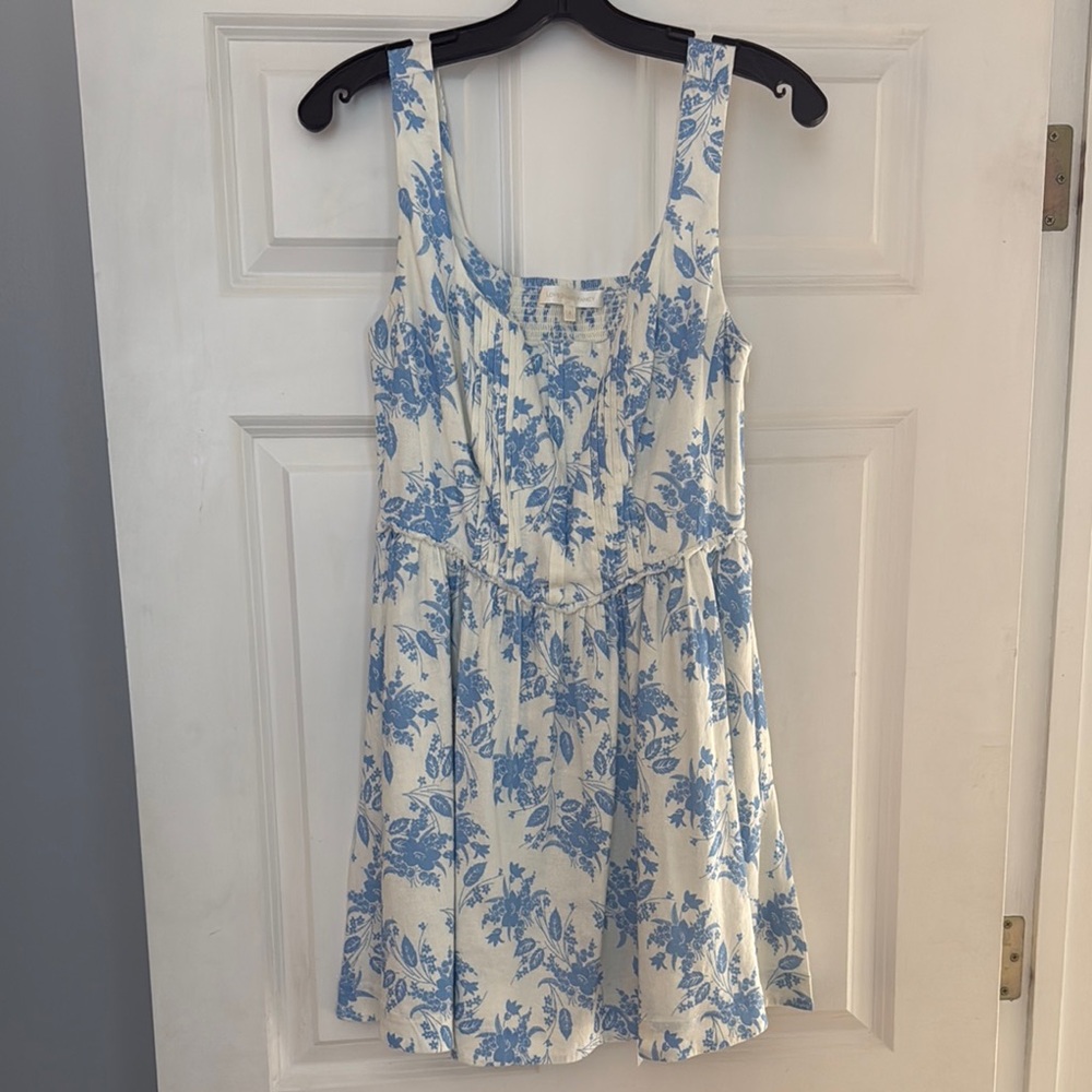 LoveShackFancy Floral Blue and White Dress